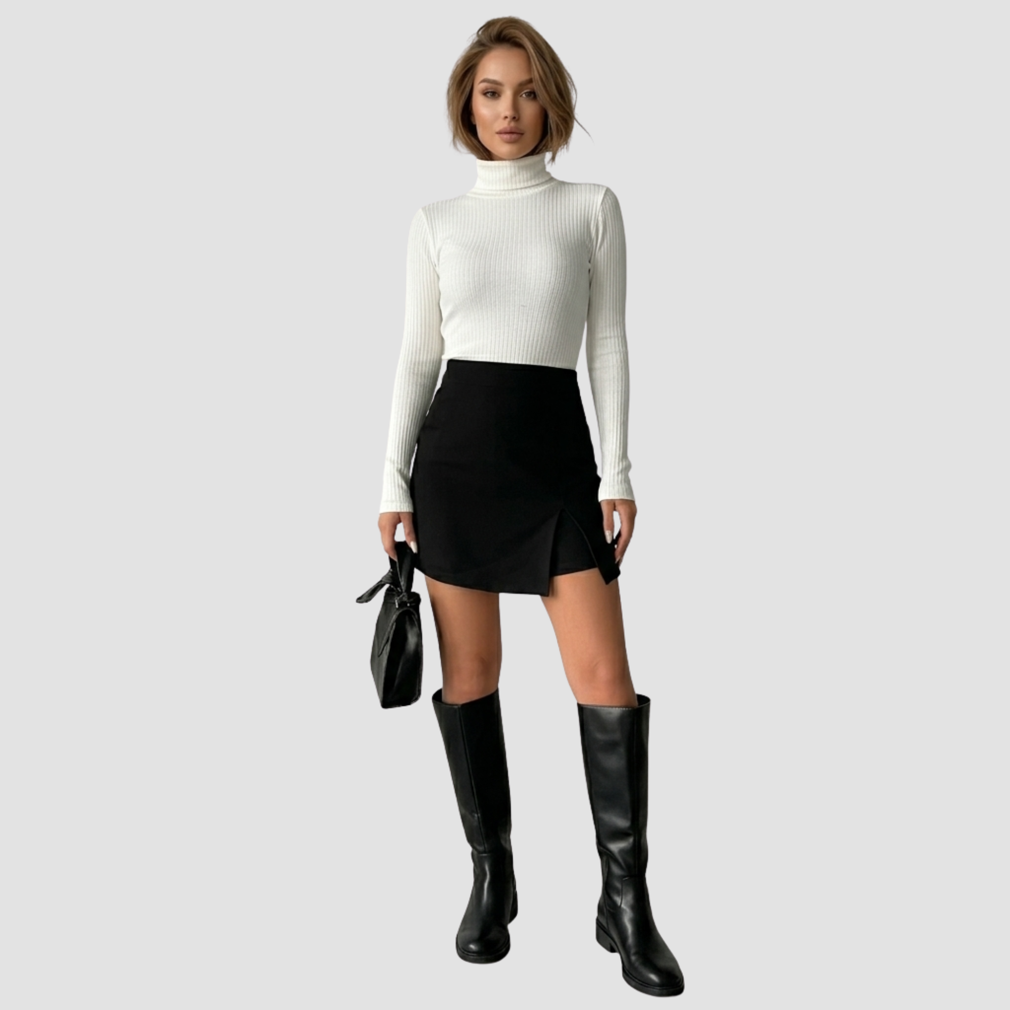 Johanna | Jupe Crayon – Jupe crayon noire élégante à fente – Parfaite pour toutes les occasions