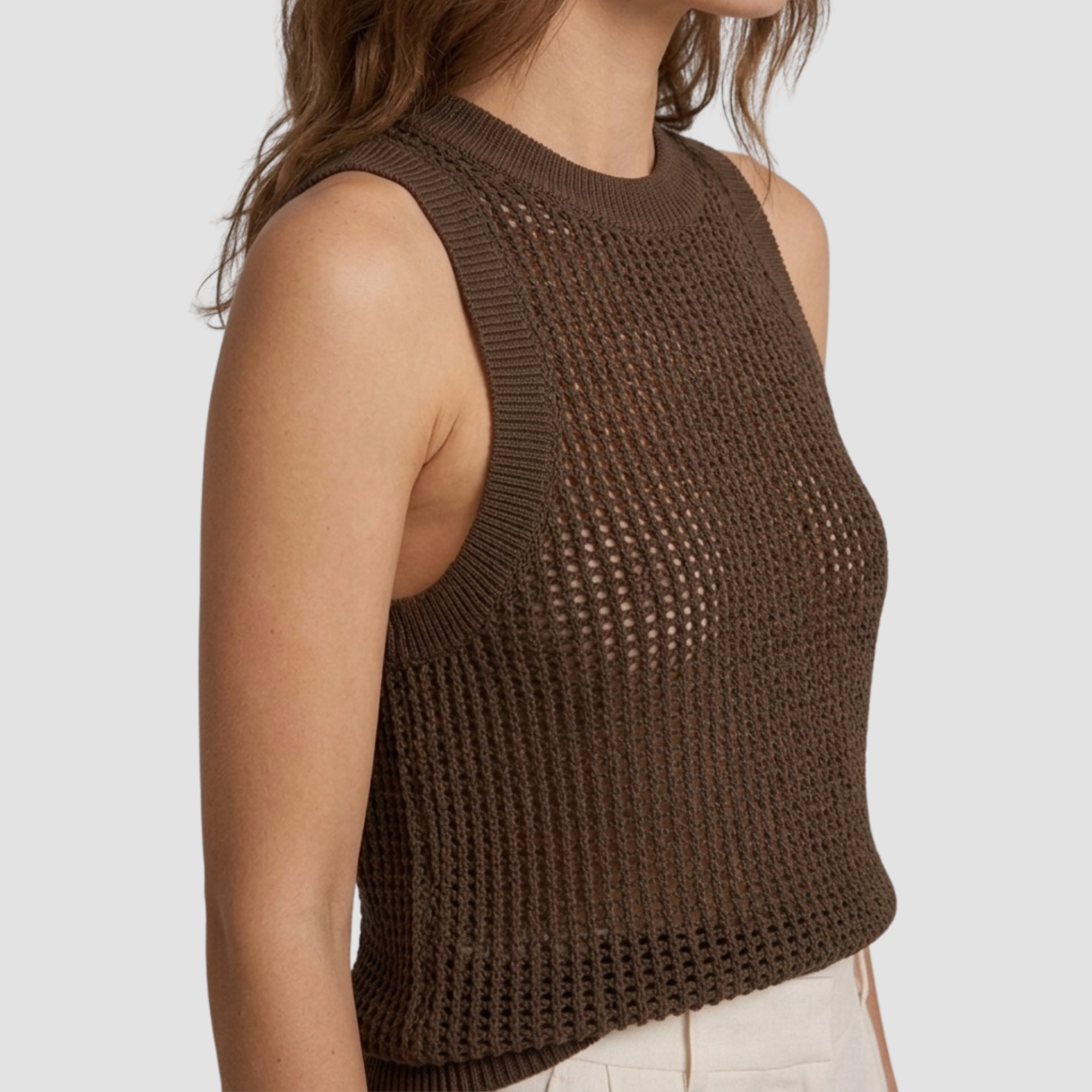 Lillian | Top court sans manches au crochet – Top en maille léger et polyvalent pour les journées chaudes
