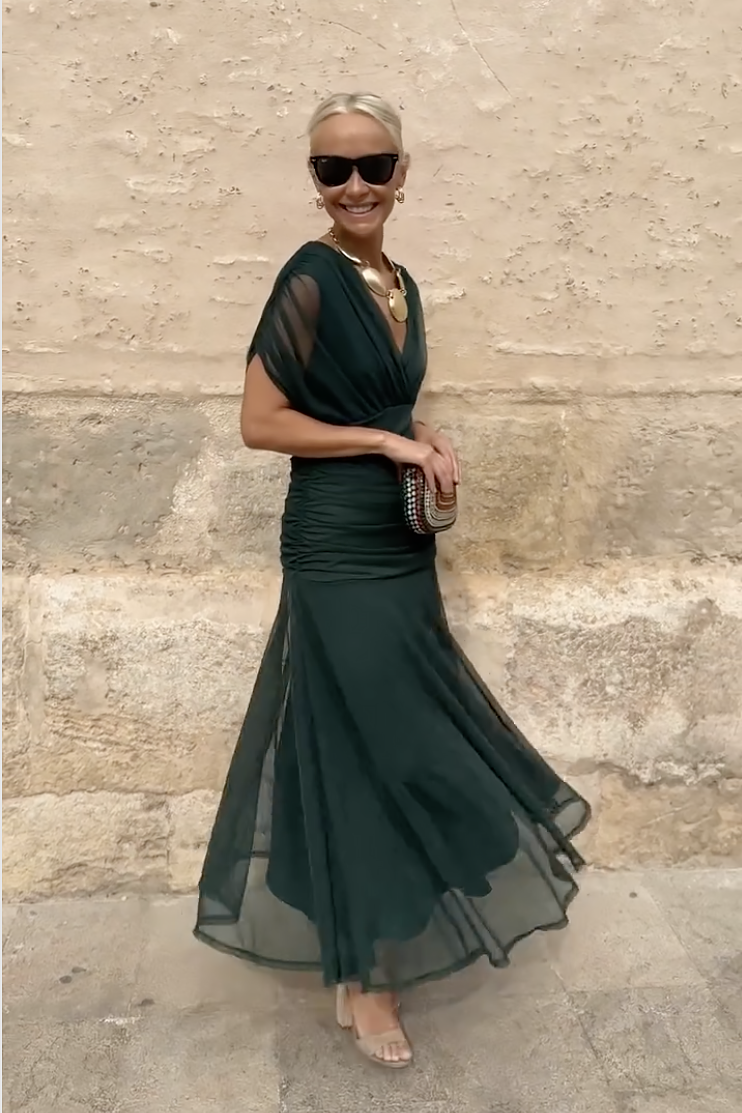 Bella™ | Robe longue élégante à col en V – Superbe robe pour les fêtes et le quotidien