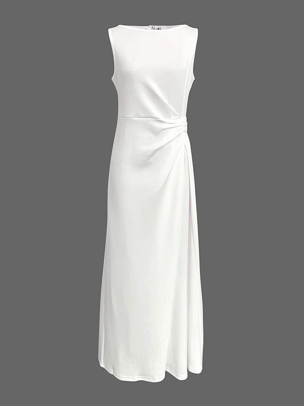 Brooklyn | Robe de mariée longue – Élégante robe blanche sans manches à taille torsadée