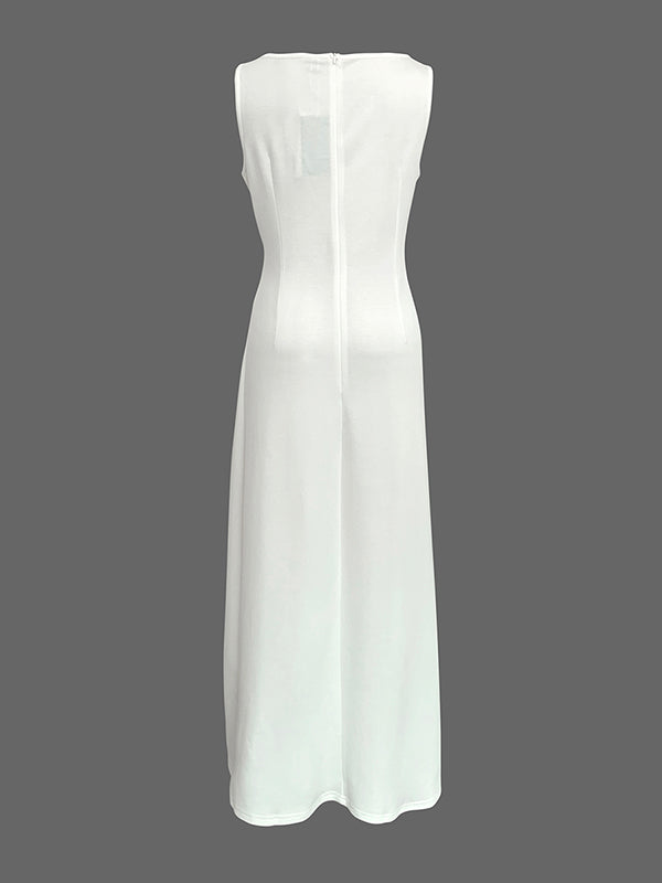 Brooklyn | Robe de mariée longue – Élégante robe blanche sans manches à taille torsadée