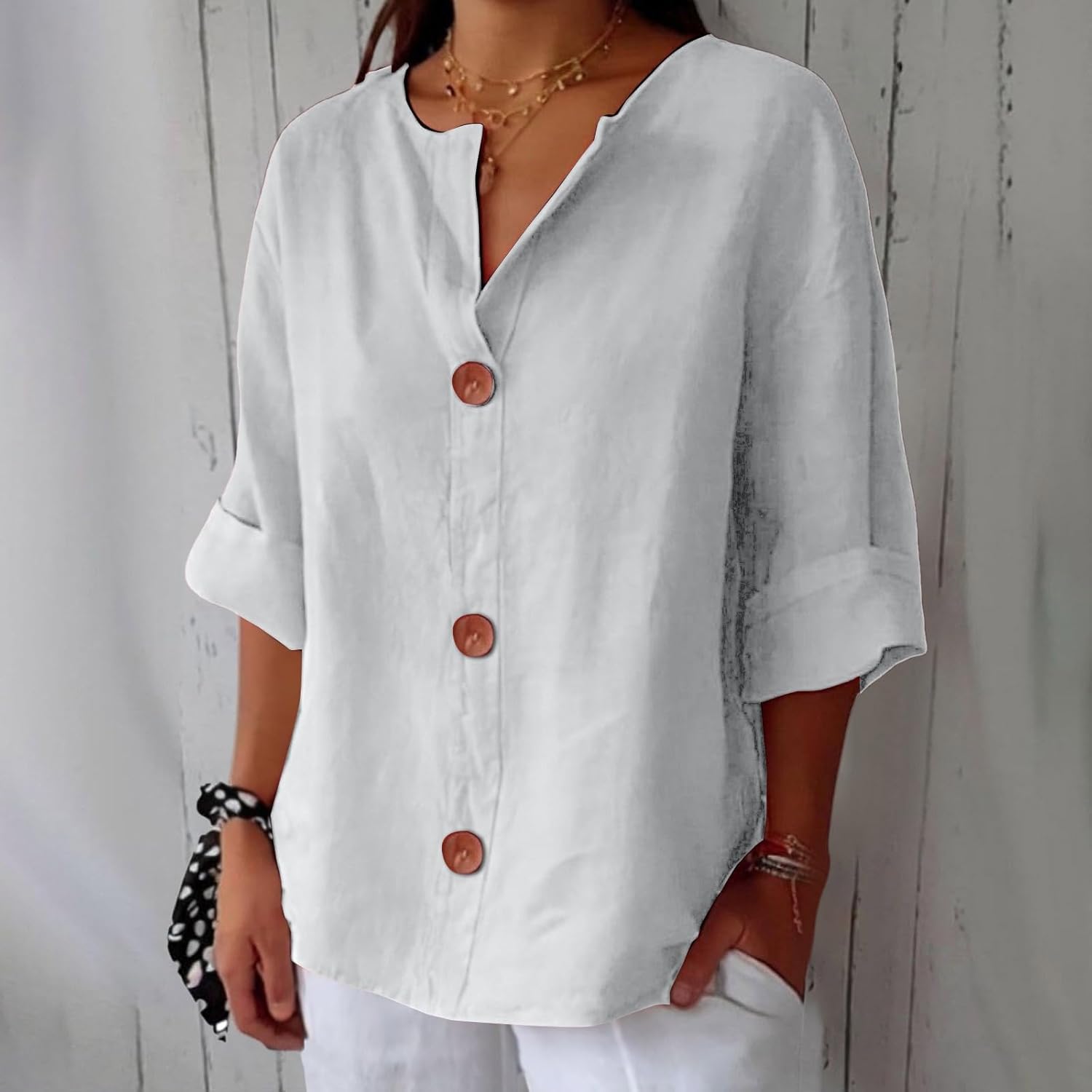 Clara | Blouse décontractée en lin – Blouse élégante pour le printemps et l'été en matière légère