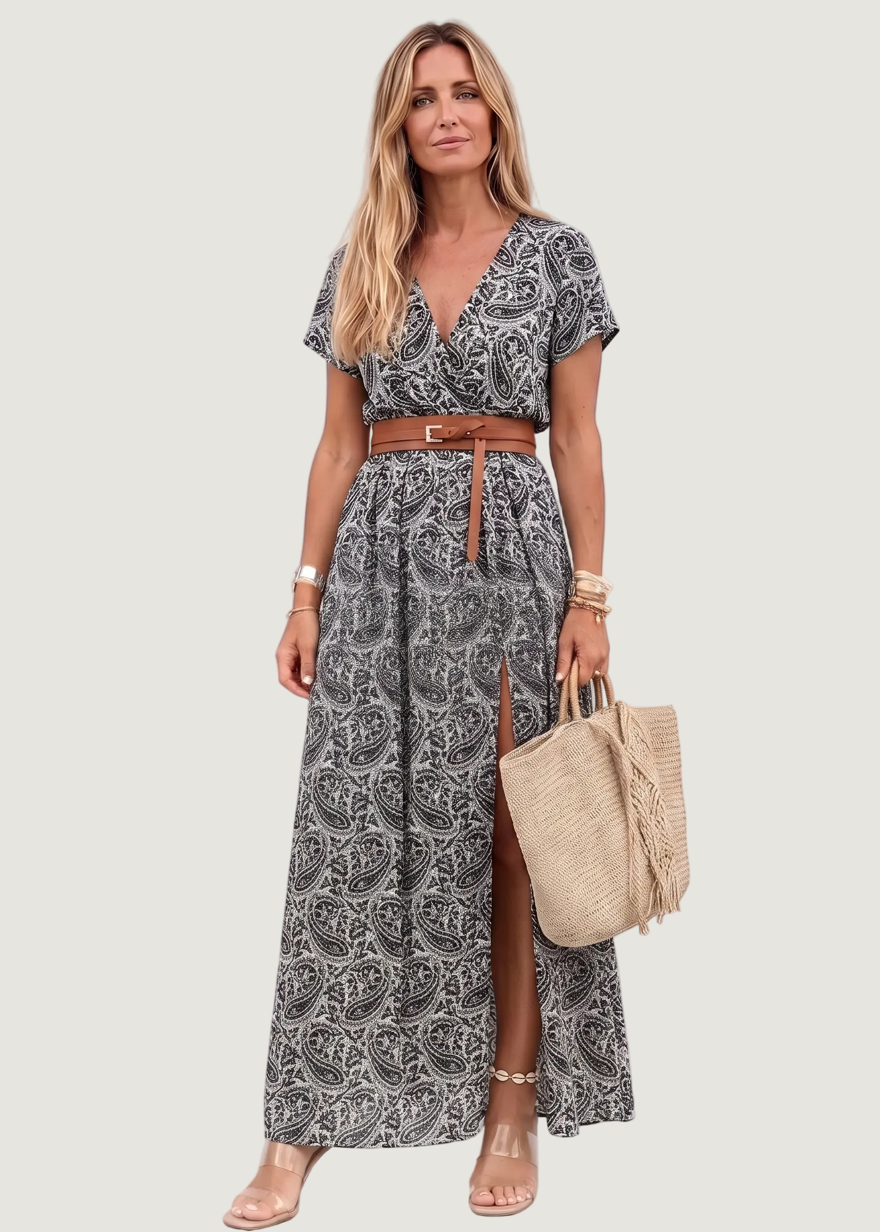Alleta | Robe Longue Été – Élégante Robe Bohème avec Ceinture Froncée