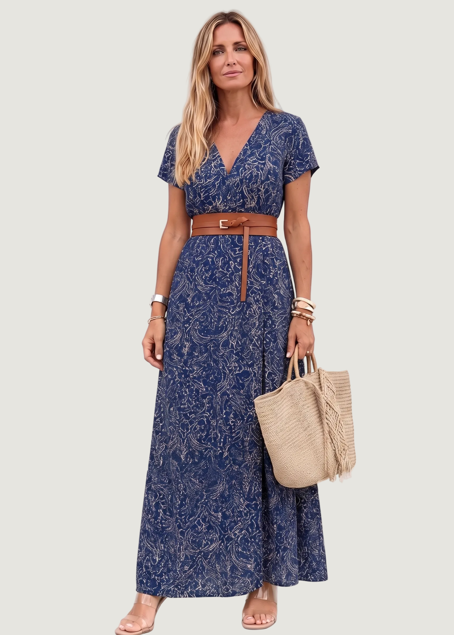Alleta | Robe Longue Été – Élégante Robe Bohème avec Ceinture Froncée