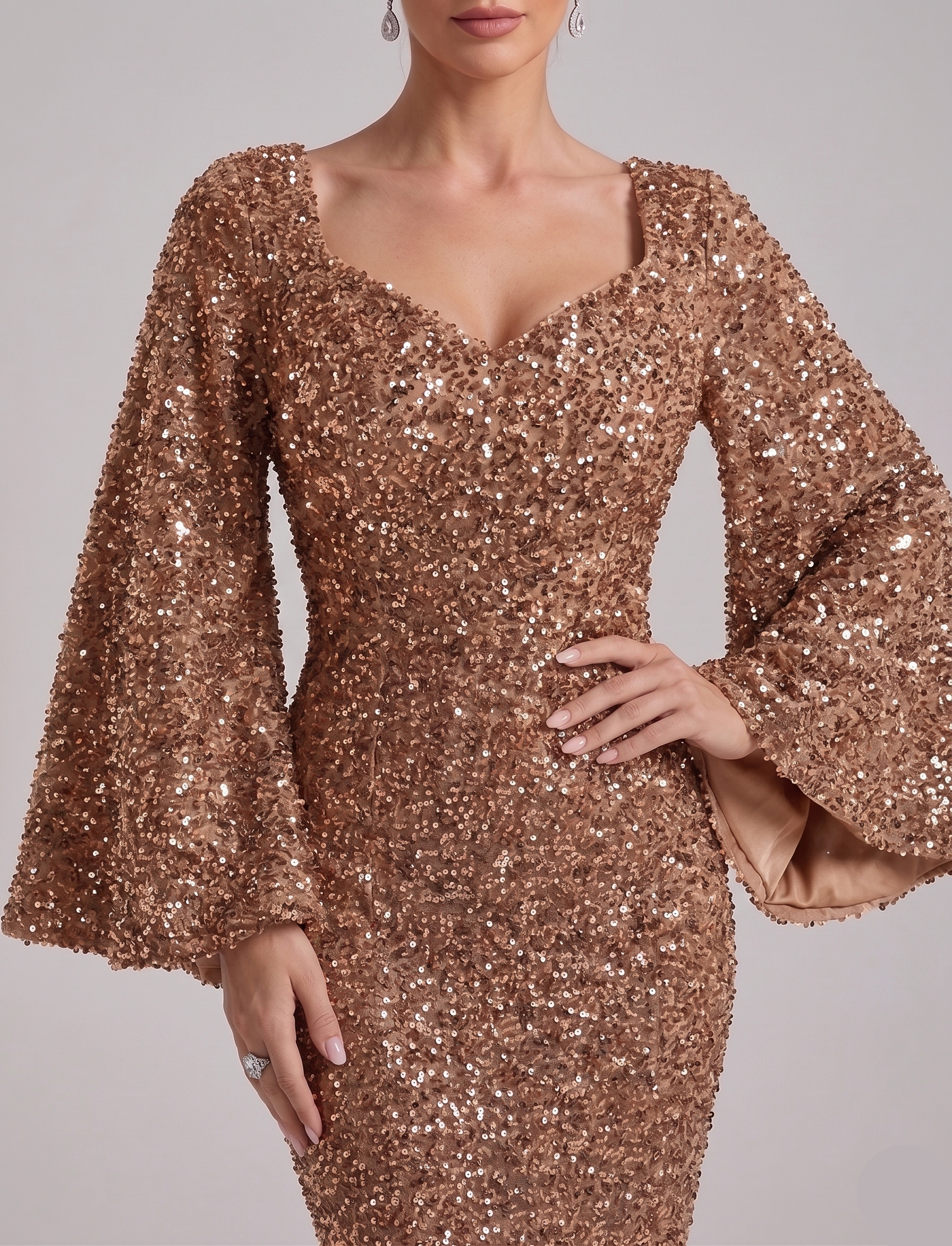 Lucie | Robe longue sirène – Élégante robe de soirée avec détails en paillettes