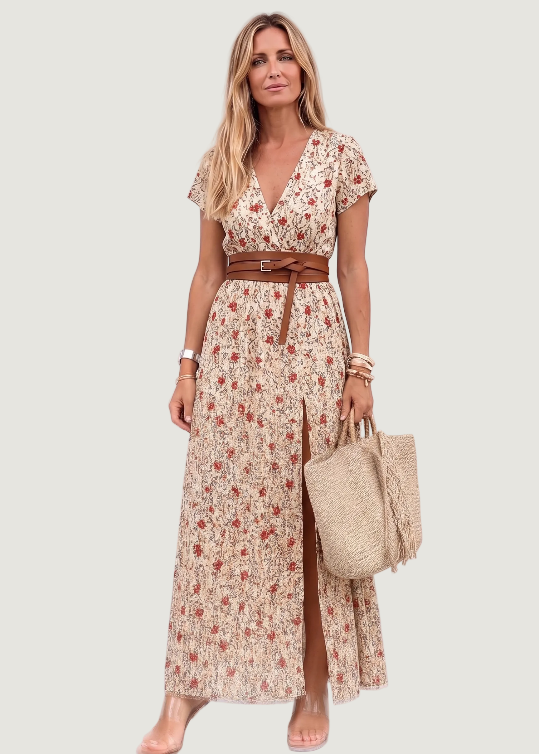 Alleta | Robe Longue Été – Élégante Robe Bohème avec Ceinture Froncée