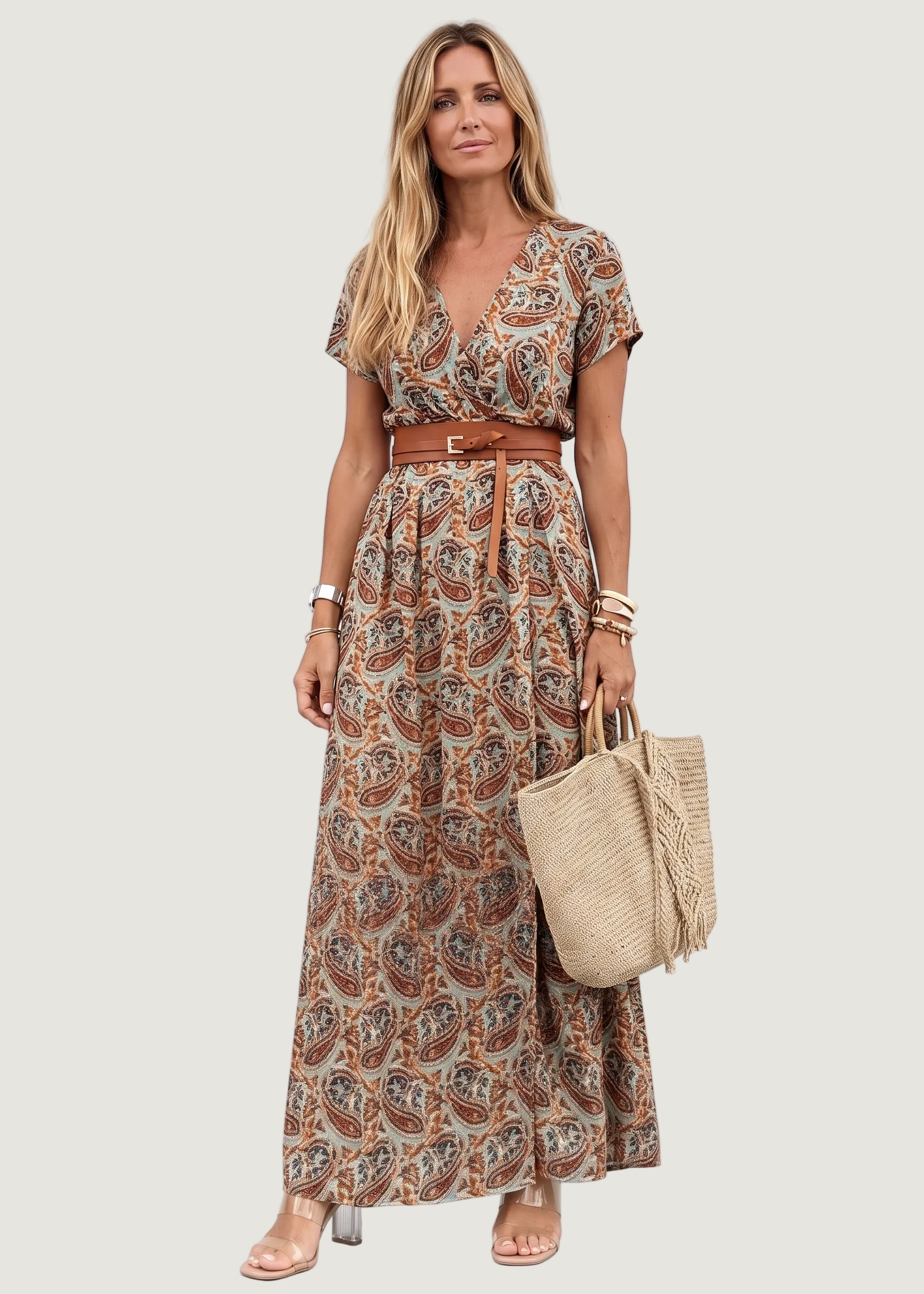 Alleta | Robe Longue Été – Élégante Robe Bohème avec Ceinture Froncée