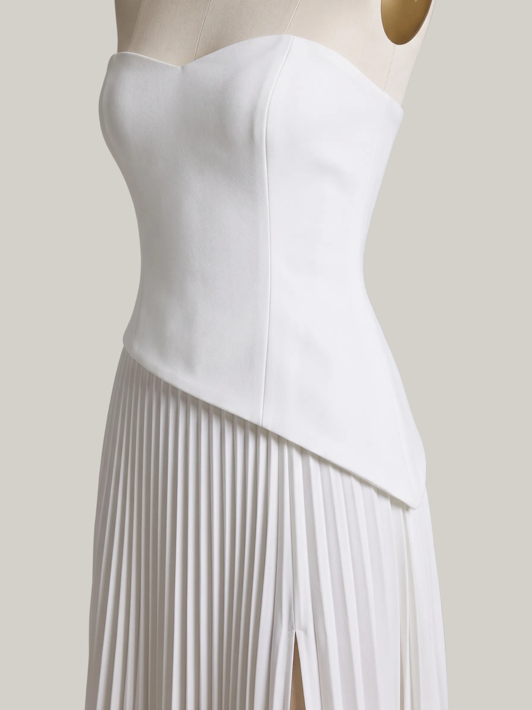 Elégante | Robe longue fendue plissée – Robe chic sans manches pour occasions spéciales