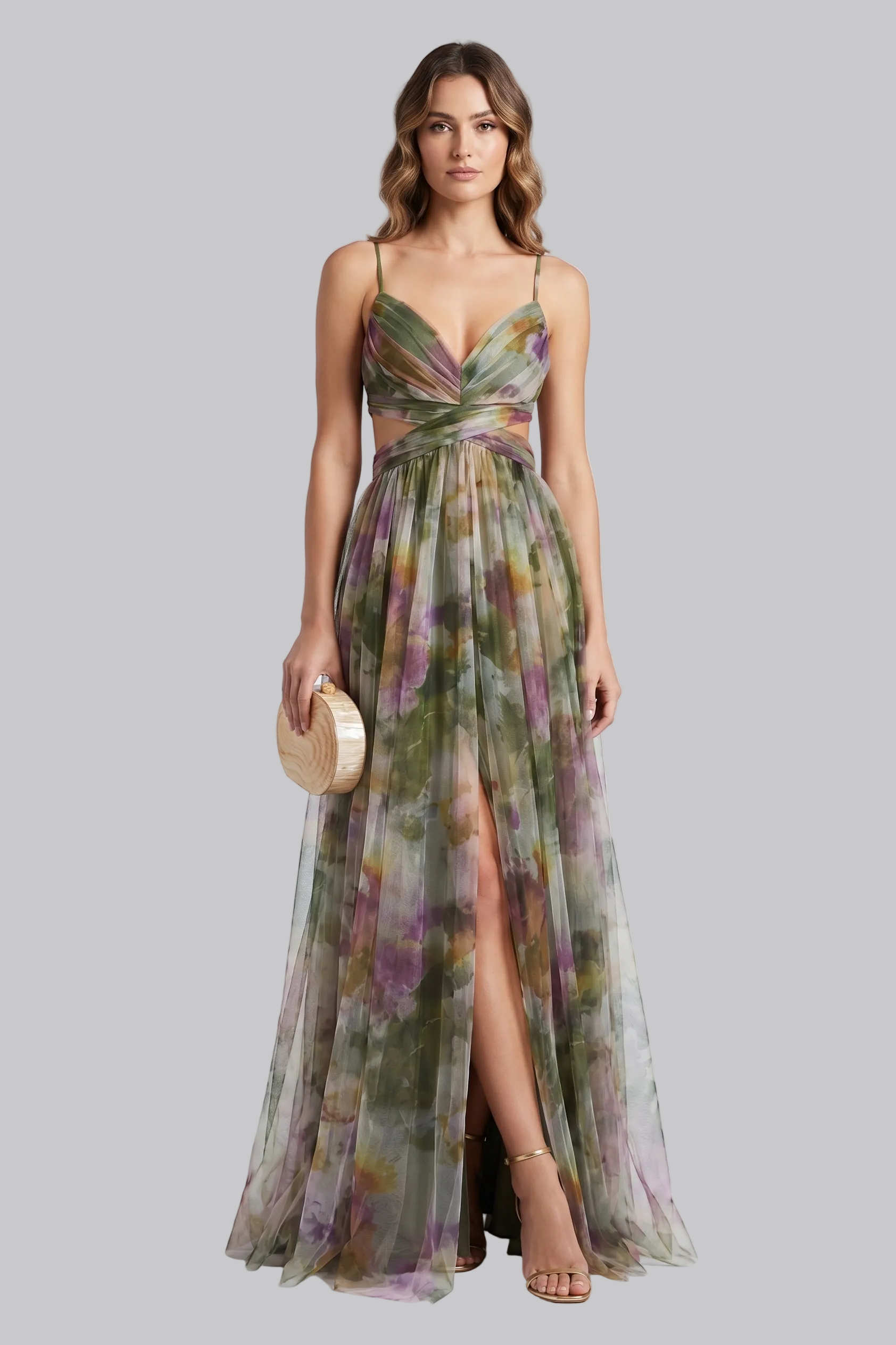 Aria | Robe d'invité de mariage – Élégante robe longue maxi à fleurs avec détails texturés