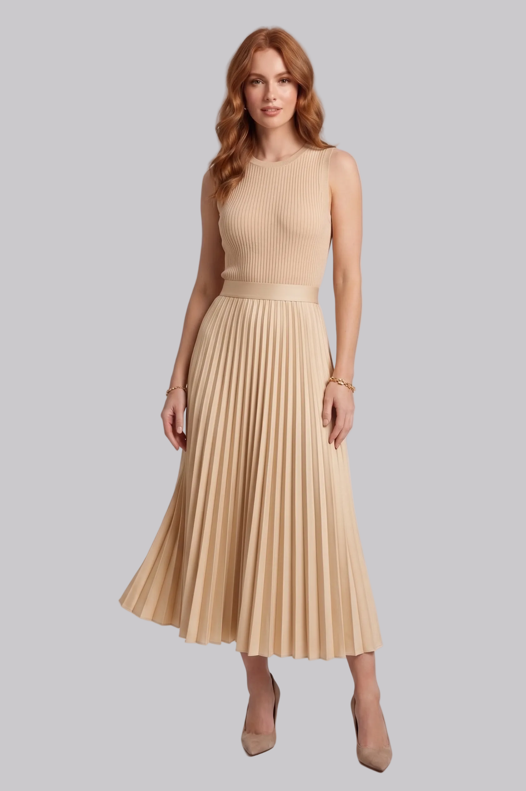 Justyna | Jupe Midi – Jupe en satin plissée élégante à taille haute pour le quotidien et les fêtes