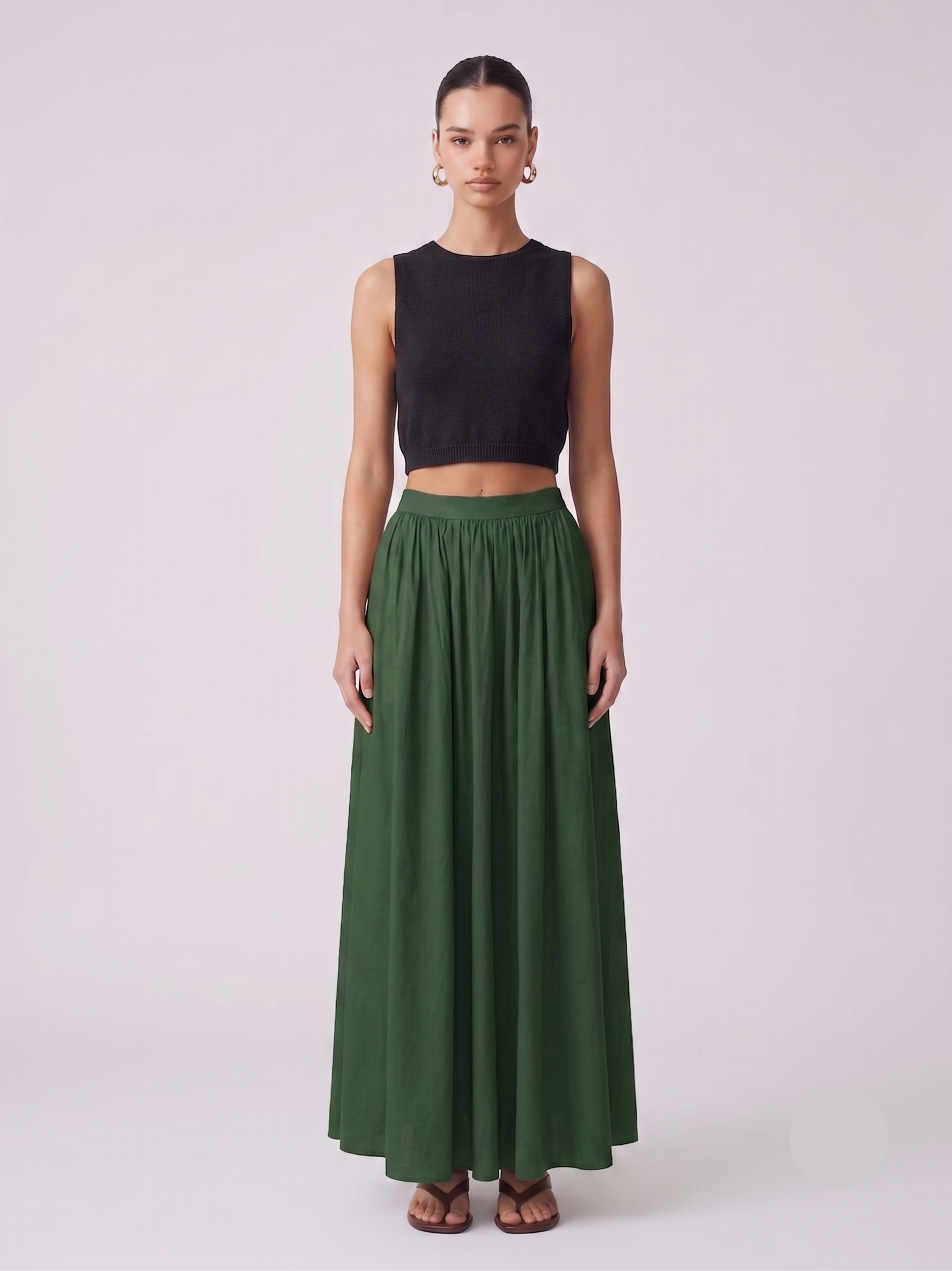 Nora | Jupe Maxi Plissée Taille Haute – Jupe élégante en lin pour le quotidien et les fêtes
