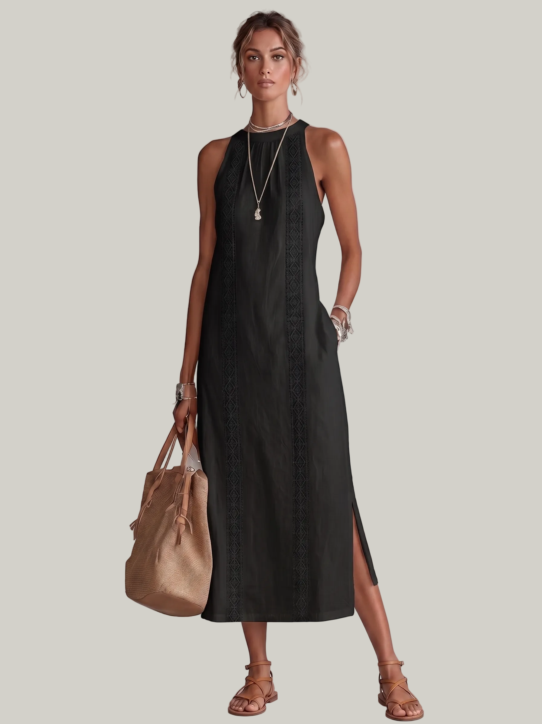 Léonie | Robe Longue en Dentelle – Élégante Robe Maxi à Épaules Dénudées avec Poches
