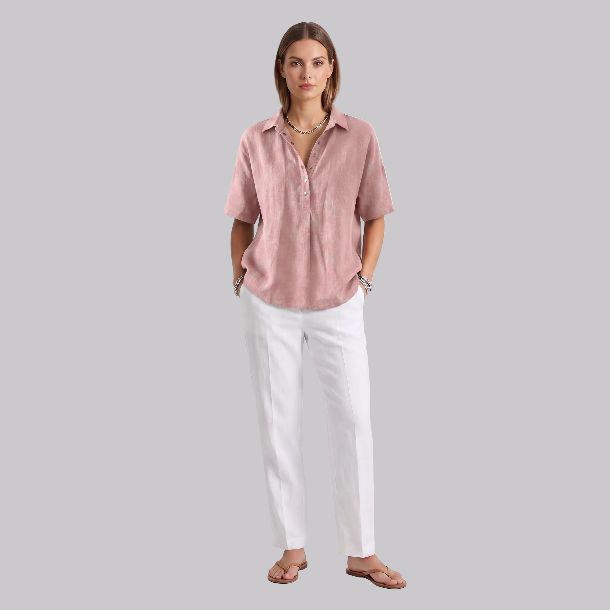 Elena | Blouse pour femme – Blouse classique élégante à boutonnage et manches longues