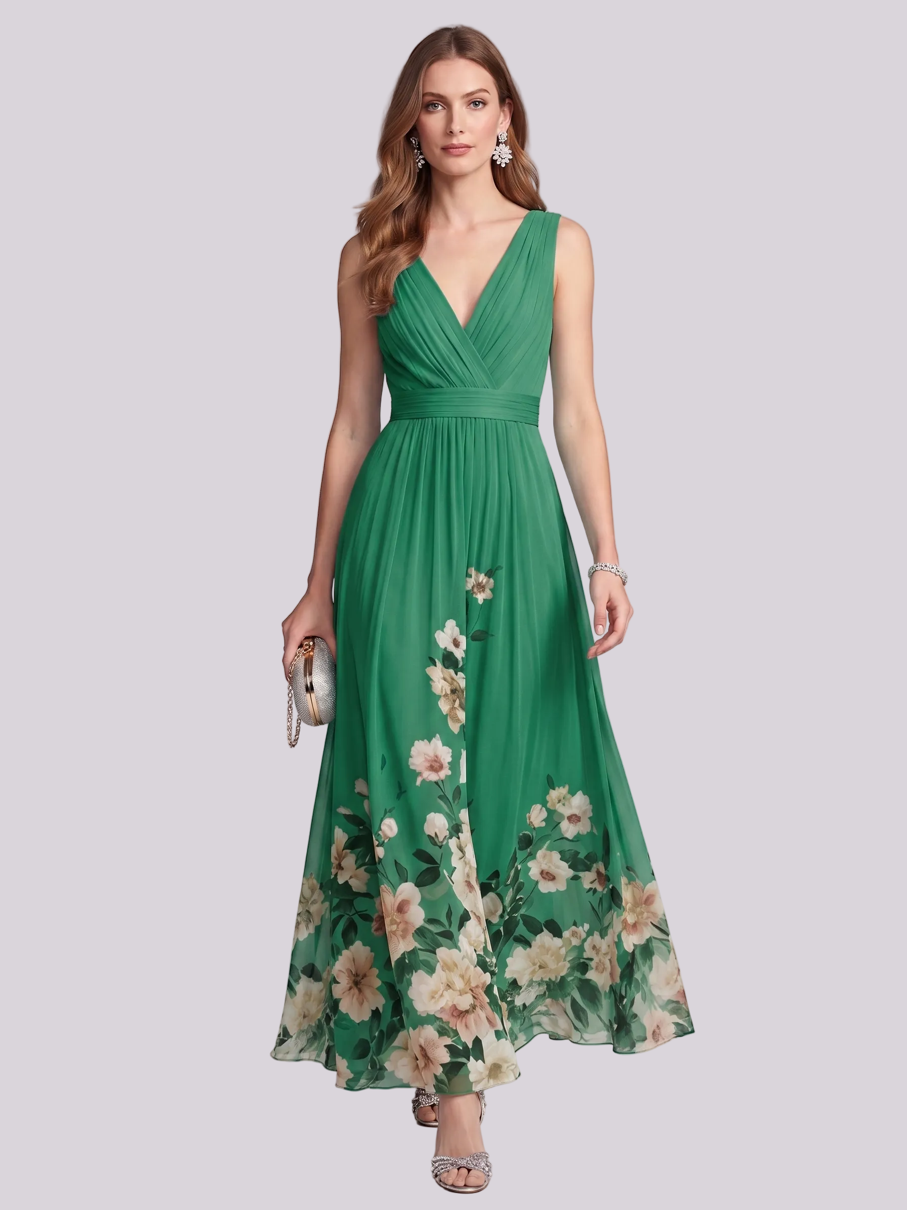 Madison | Robe d'été maxi – Élégante robe florale avec corsage plissé