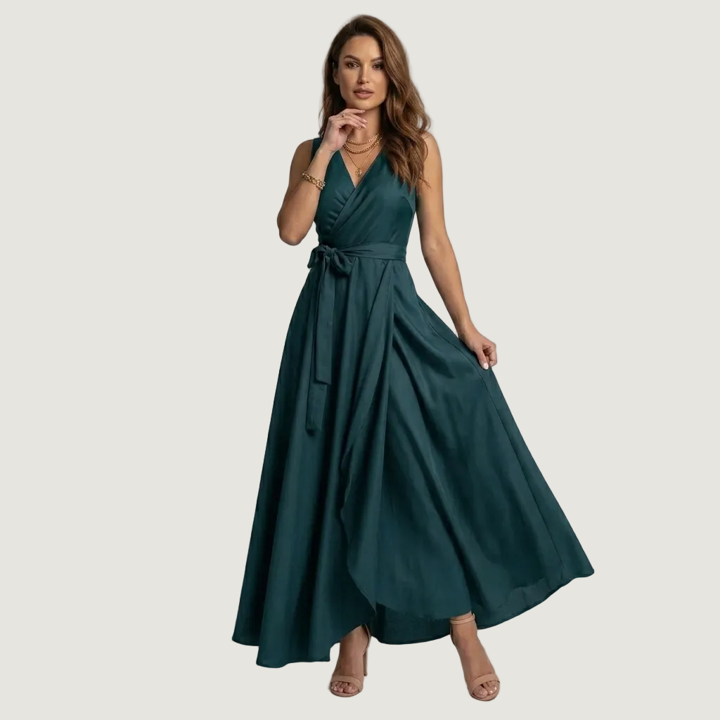 Hailey | Robe Longue Portefeuille – Élégante Robe de Mariage pour Invitées, Style Chic et Fluide