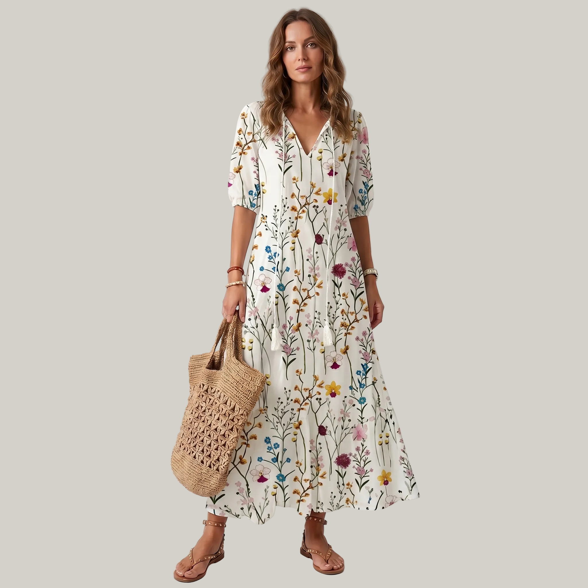 Savane | Robe Bohème Longue – Élégante Robe Fluide Idéale pour Été et Sorties