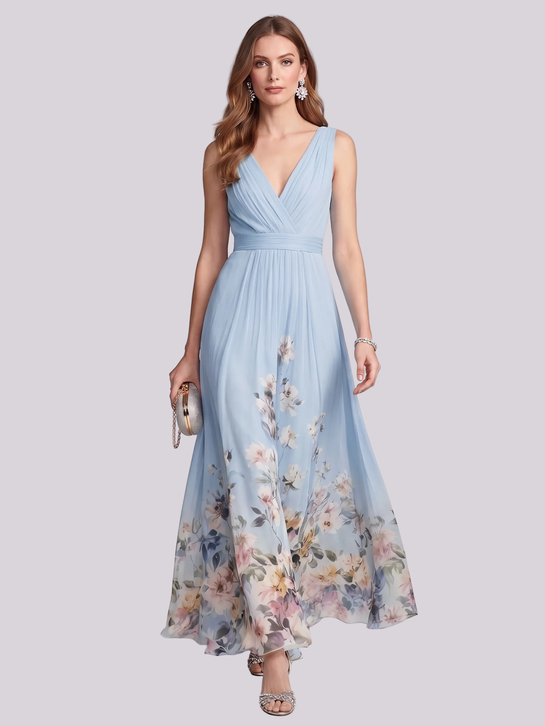 Madison | Robe d'été maxi – Élégante robe florale avec corsage plissé