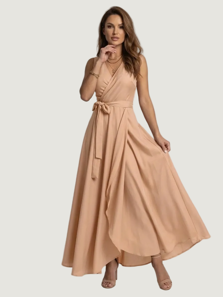 Hailey | Robe Longue Portefeuille – Élégante Robe de Mariage pour Invitées, Style Chic et Fluide