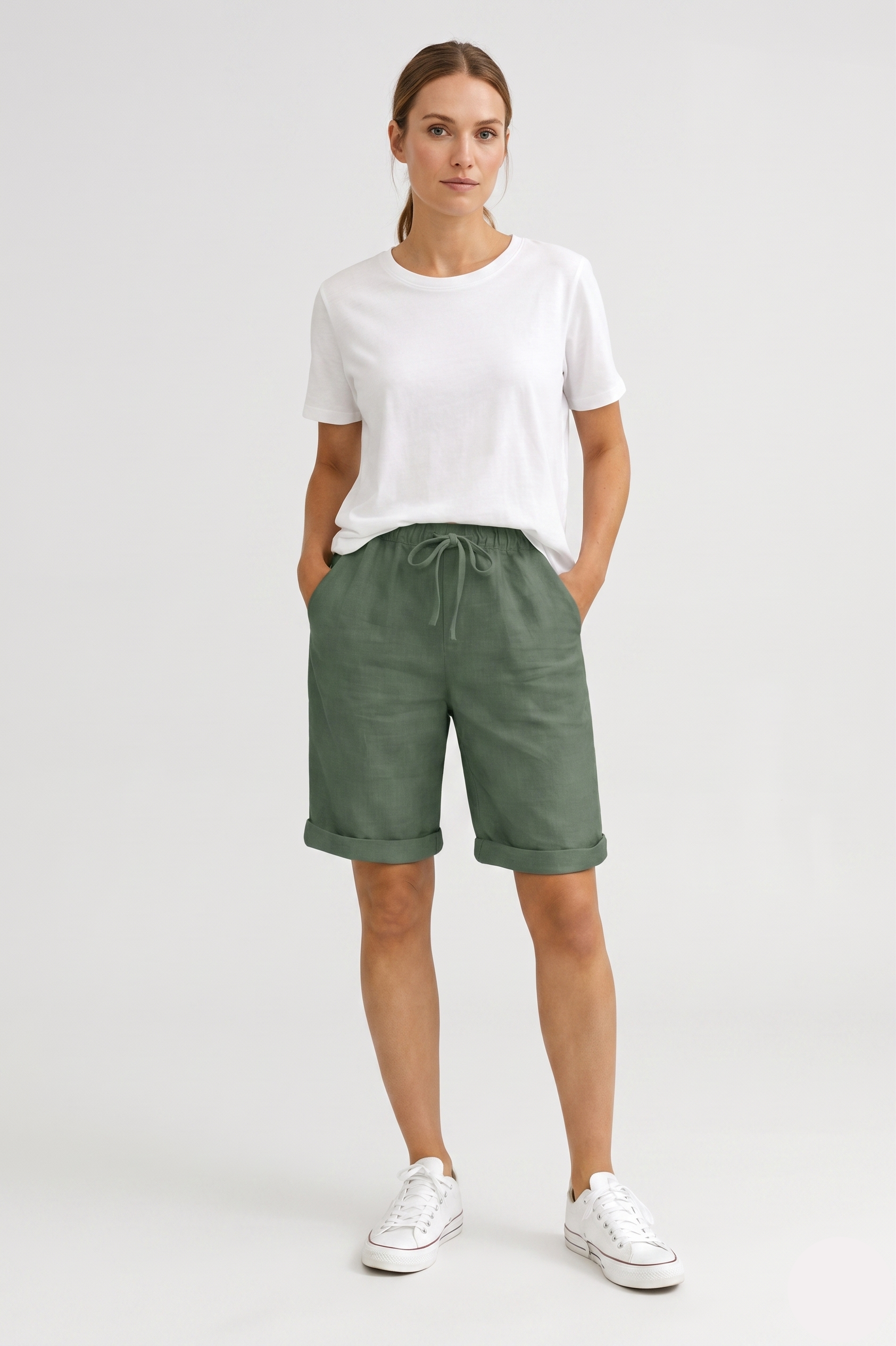 Aveline | Pantalon capri en lin – Pantalon décontracté et confortable pour les journées chaudes