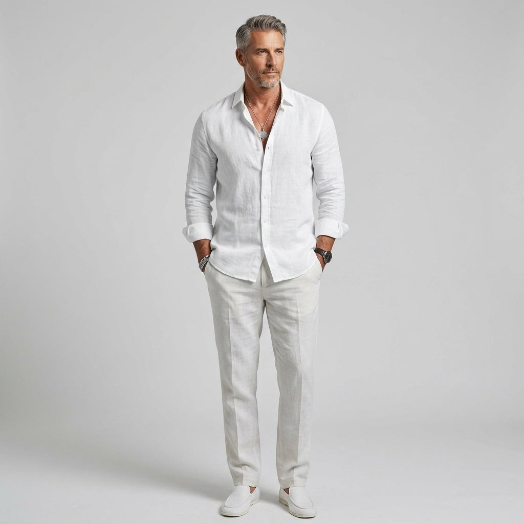 Robert | Chemise en Lin pour Homme – Chemise légère et respirante à manches longues pour un usage quotidien