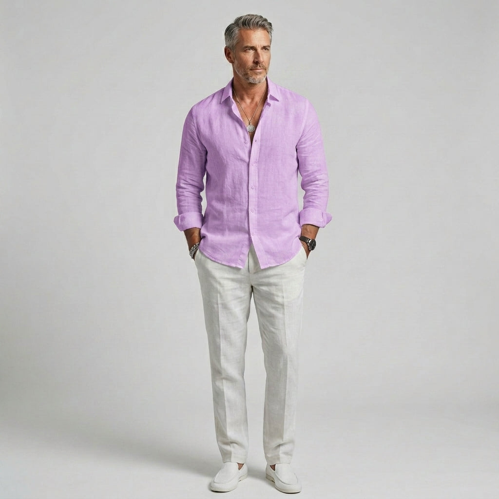 Robert | Chemise en Lin pour Homme – Chemise légère et respirante à manches longues pour un usage quotidien