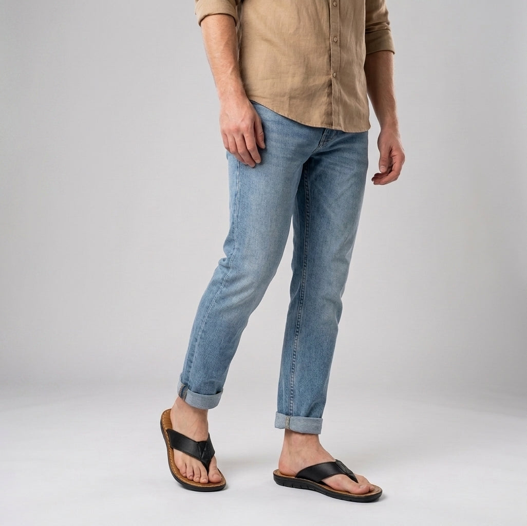 Lowell | Tongs d'été – Sandales confortables aspect cuir pour un usage quotidien