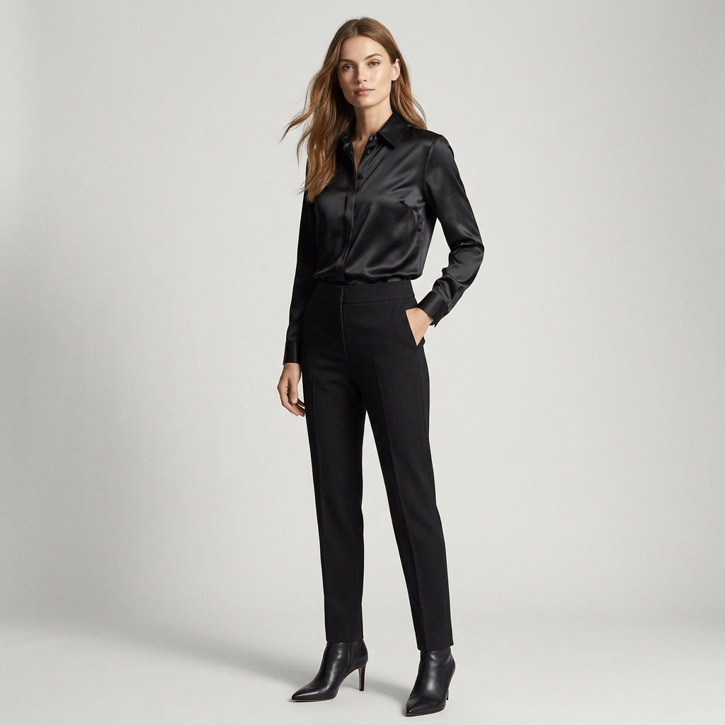 Gaby | Blouse en soie pour femme – Blouse élégante à col classique et boutons