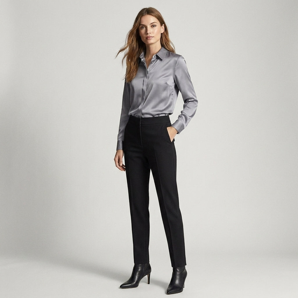 Gaby | Blouse en soie pour femme – Blouse élégante à col classique et boutons