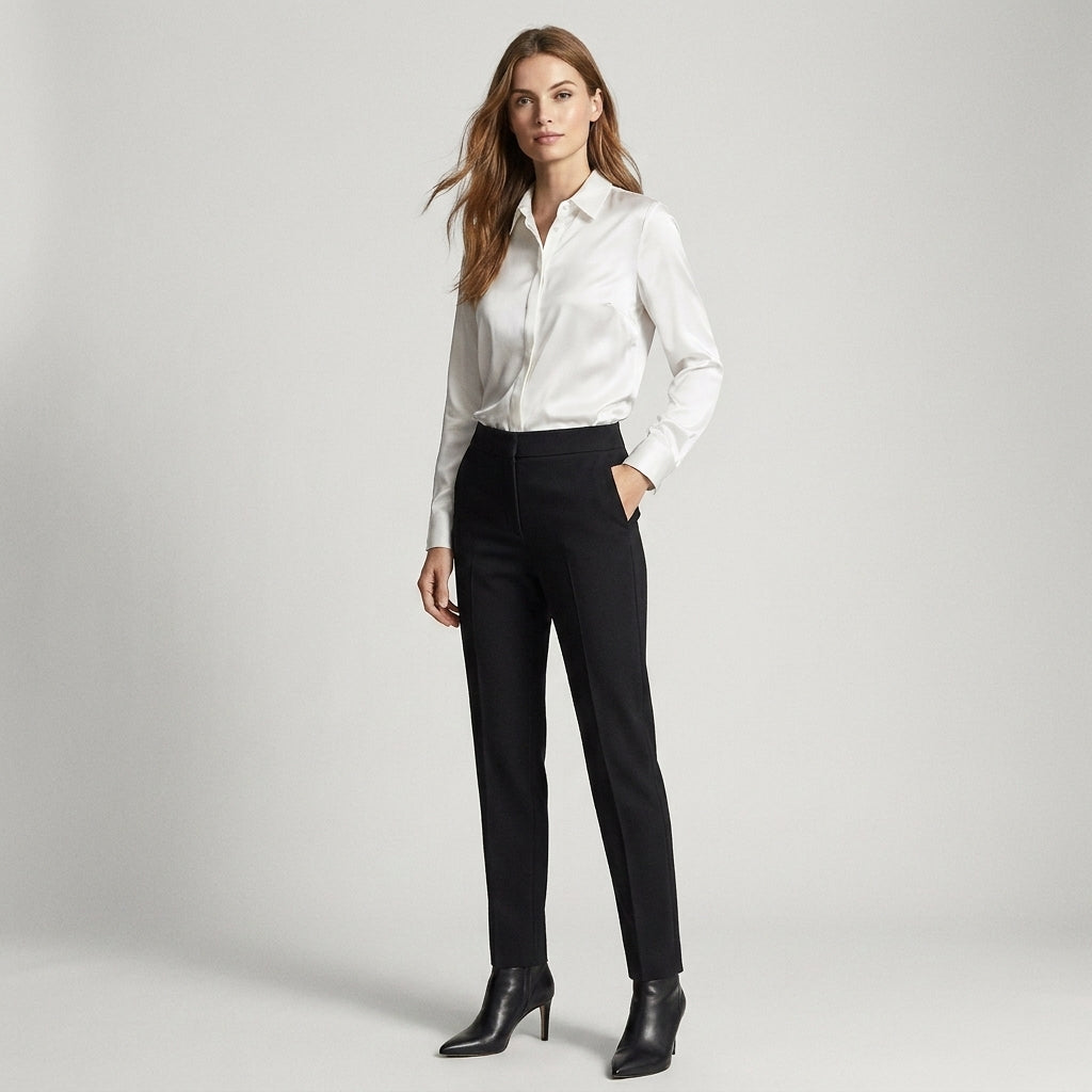 Gaby | Blouse en soie pour femme – Blouse élégante à col classique et boutons