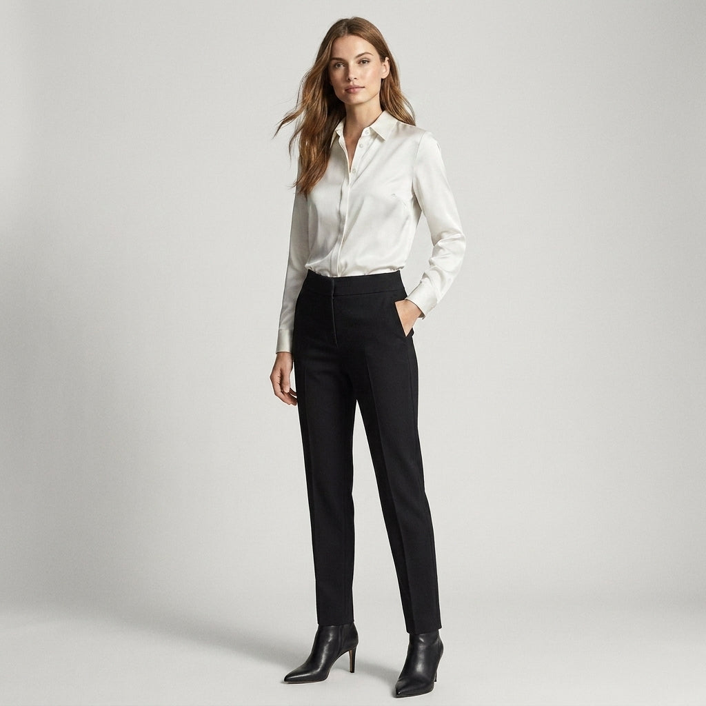 Gaby | Blouse en soie pour femme – Blouse élégante à col classique et boutons