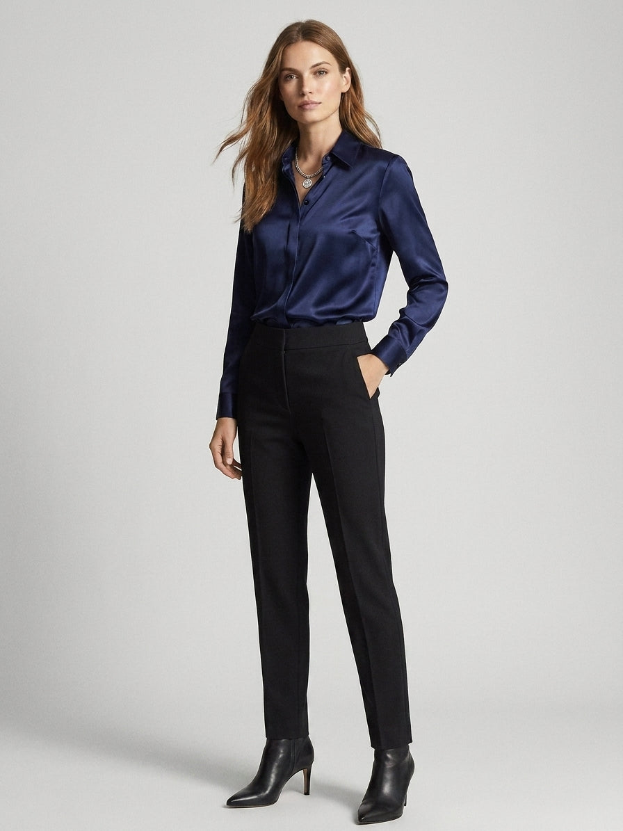 Gaby | Blouse en soie pour femme – Blouse élégante à col classique et boutons