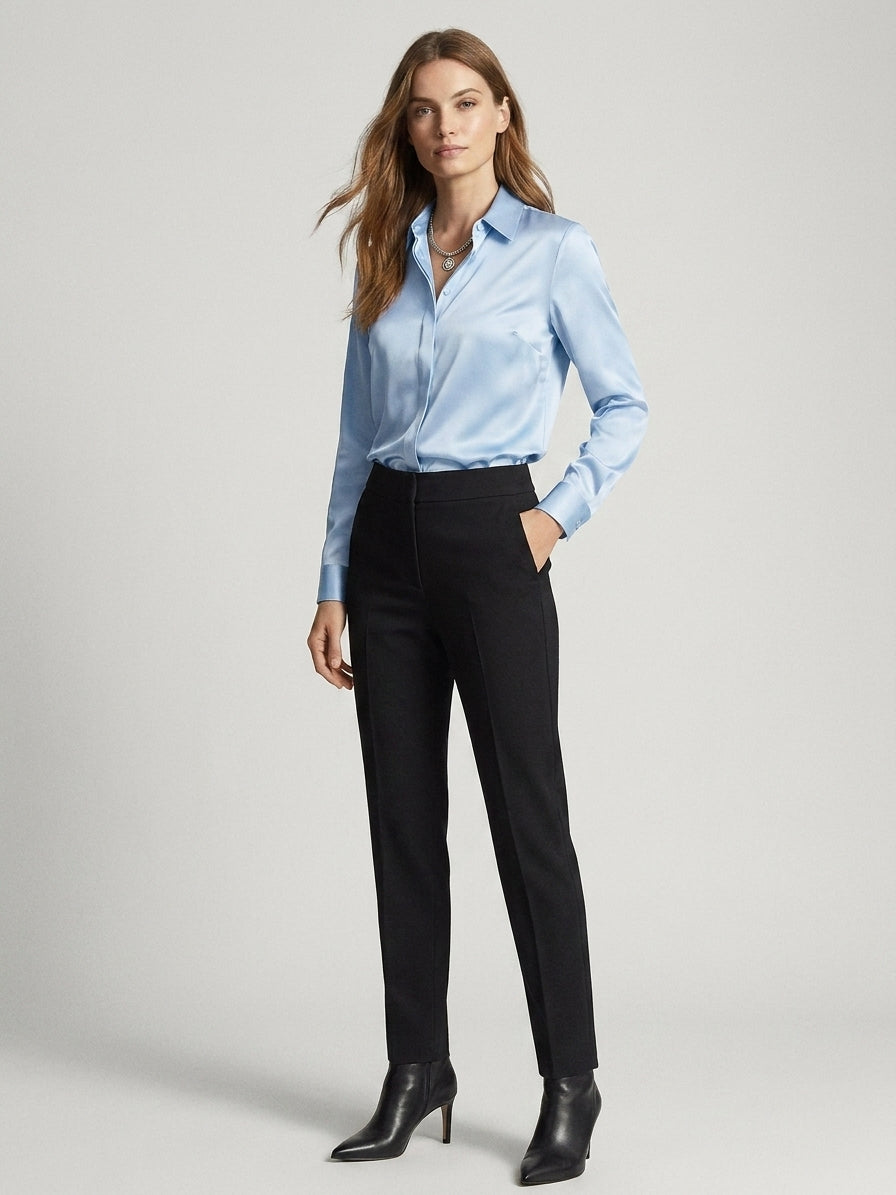 Gaby | Blouse en soie pour femme – Blouse élégante à col classique et boutons