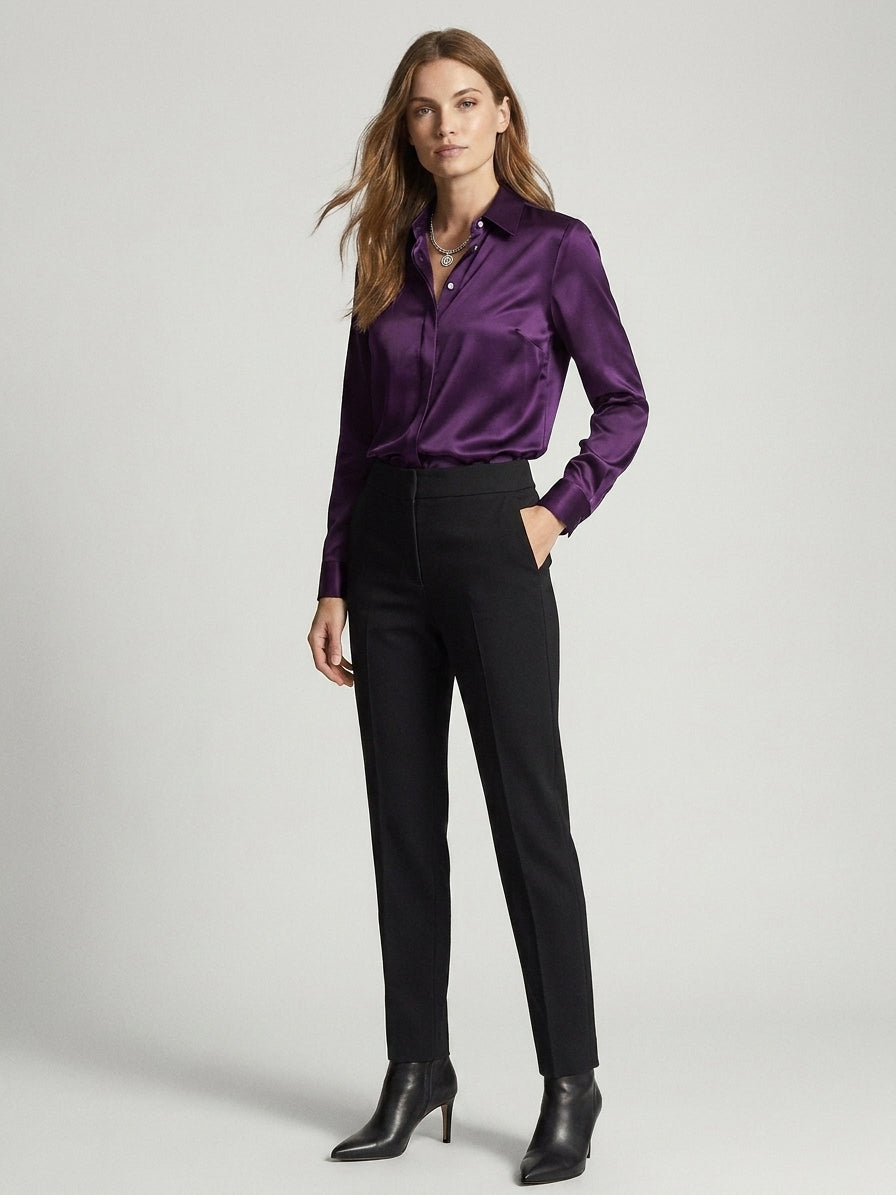 Gaby | Blouse en soie pour femme – Blouse élégante à col classique et boutons