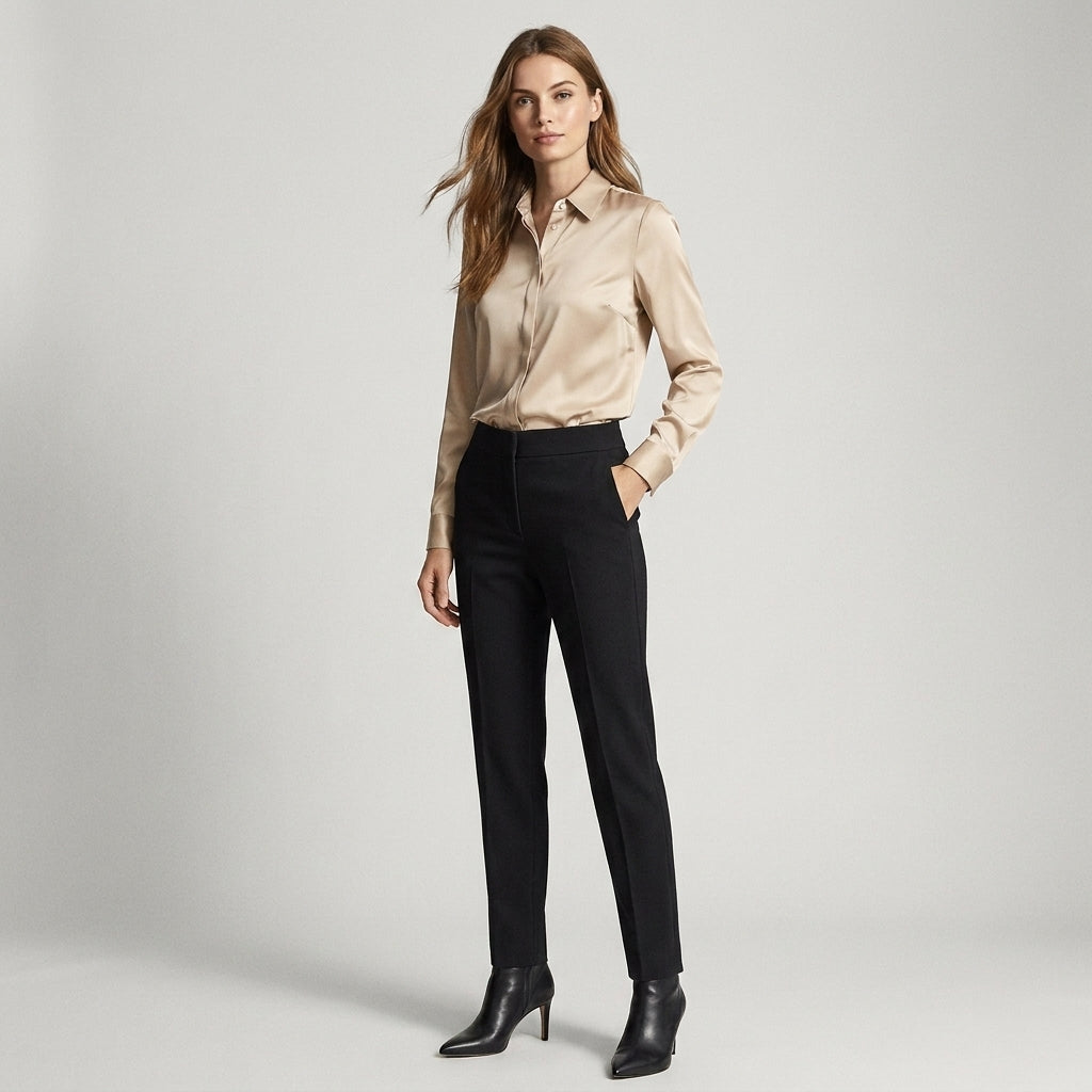 Gaby | Blouse en soie pour femme – Blouse élégante à col classique et boutons