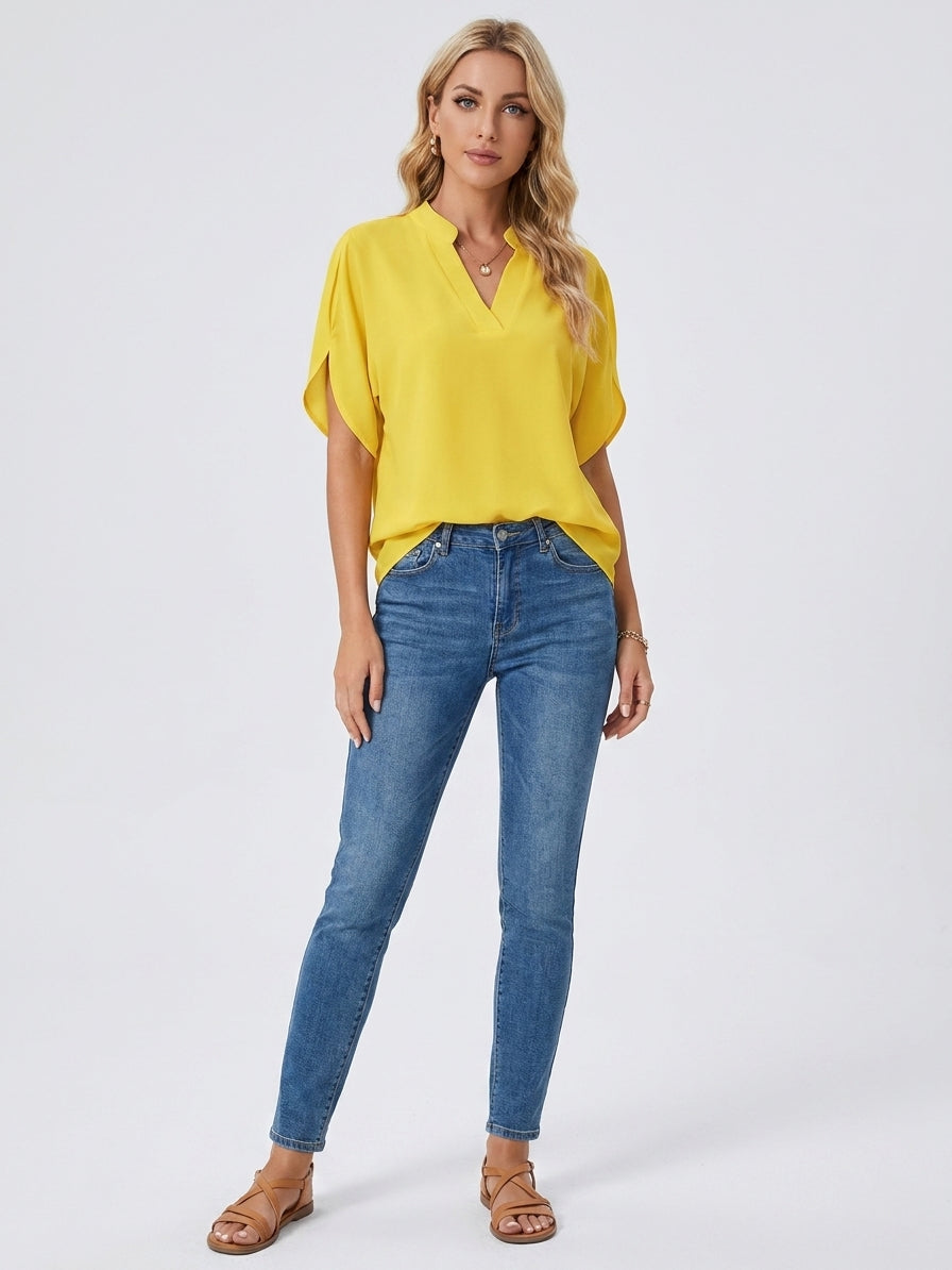 Annemie | Blouse à col en V – Blouse élégante à silhouette fluide pour toutes les occasions