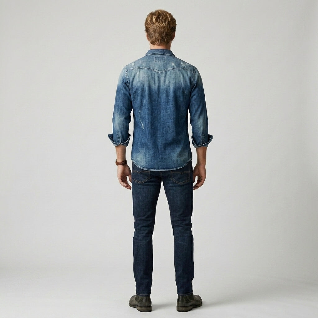 Cédric | Chemise en Jean Vintage – Chemise Décontractée Homme en Denim Classique