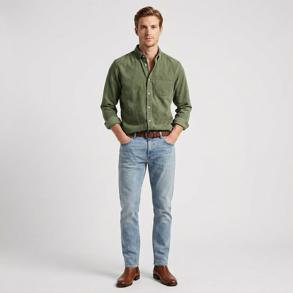 Finnois | Chemise Homme – Élégante Chemise Classique en Bleu Foncé pour Bureau et Loisirs