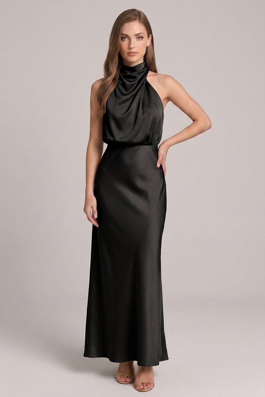 Madelyn | Robe midi pour mariage – Robe élégante à encolure drapée et coupe raffinée