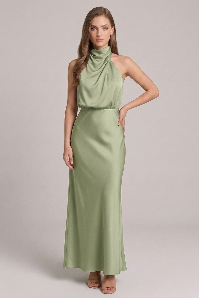 Madelyn | Robe midi pour mariage – Robe élégante à encolure drapée et coupe raffinée