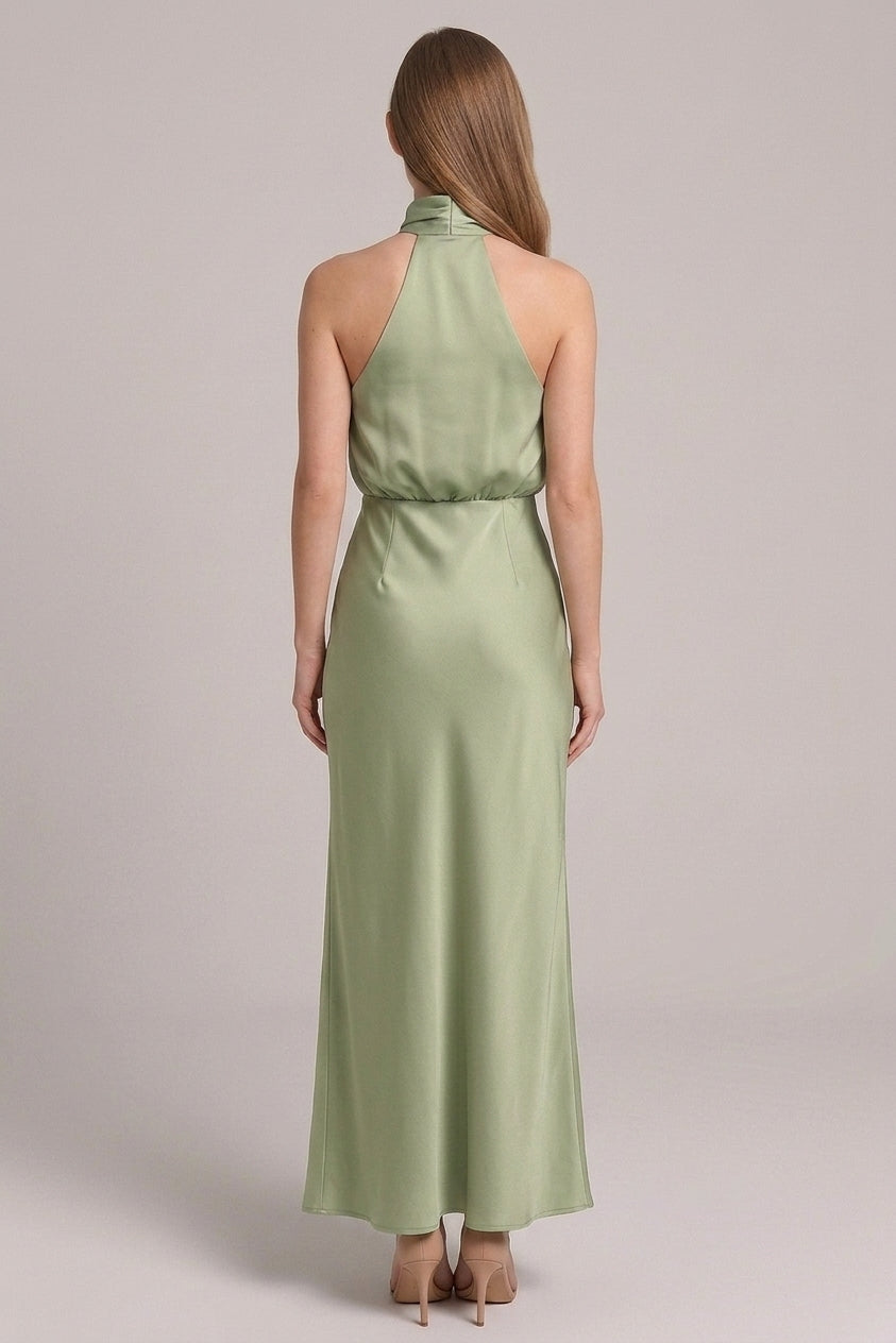 Madelyn | Robe midi pour mariage – Robe élégante à encolure drapée et coupe raffinée