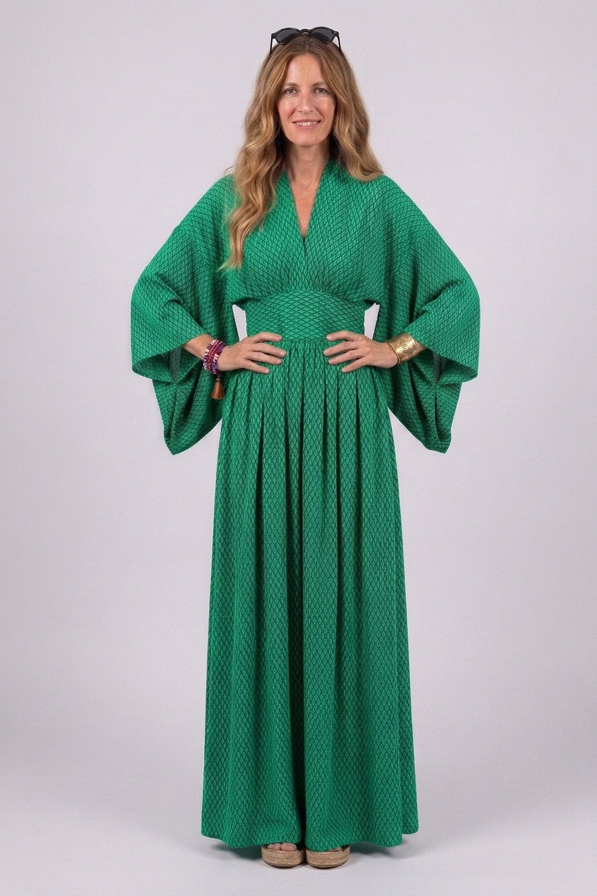 Sienne | Robe Longue Imprimée – Élégante Robe Maxi d'Été avec Silhouette Fluide