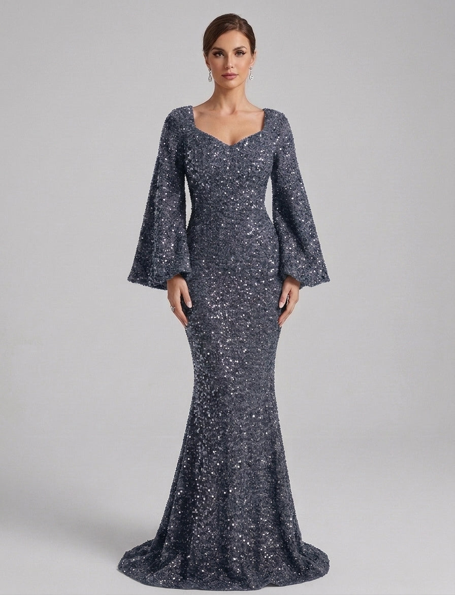 Lucie | Robe longue sirène – Élégante robe de soirée avec détails en paillettes