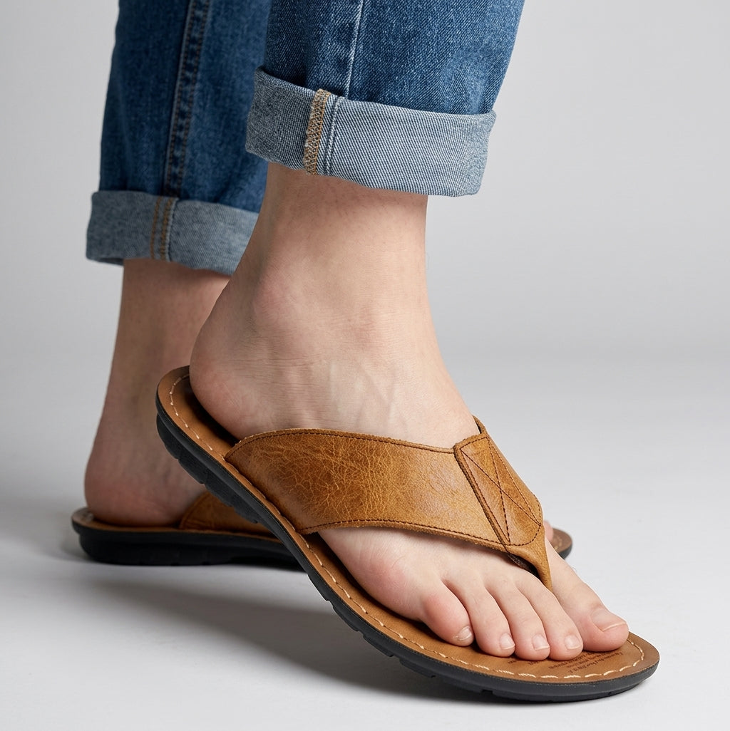 Lowell | Tongs d'été – Sandales confortables aspect cuir pour un usage quotidien