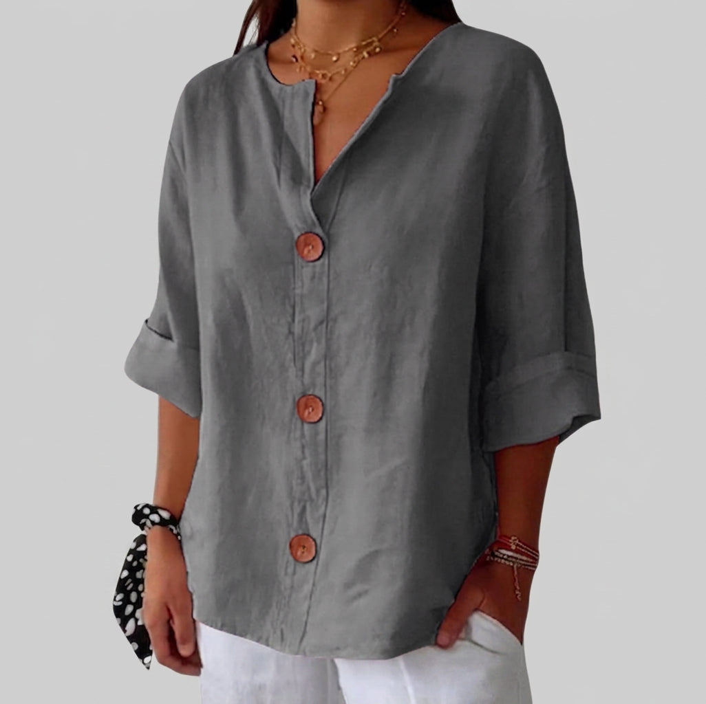 Clara | Blouse décontractée en lin – Blouse élégante pour le printemps et l'été en matière légère