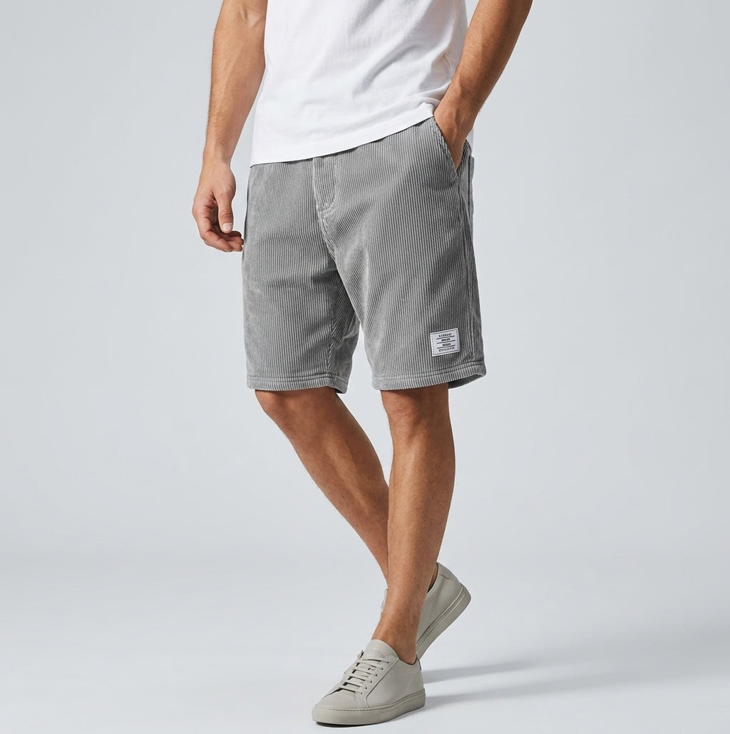 Lässig | Short pour homme – Short décontracté à motif velours côtelé et taille élastique