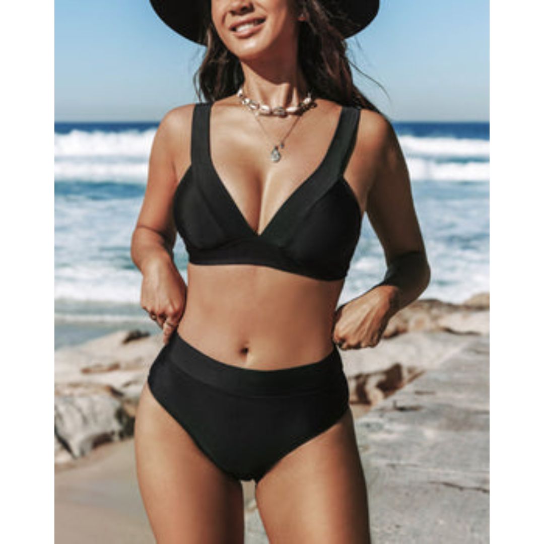 Hilde™ | Maillot de bain taille haute – Maillot élégant à col montant pour la natation et la plage
