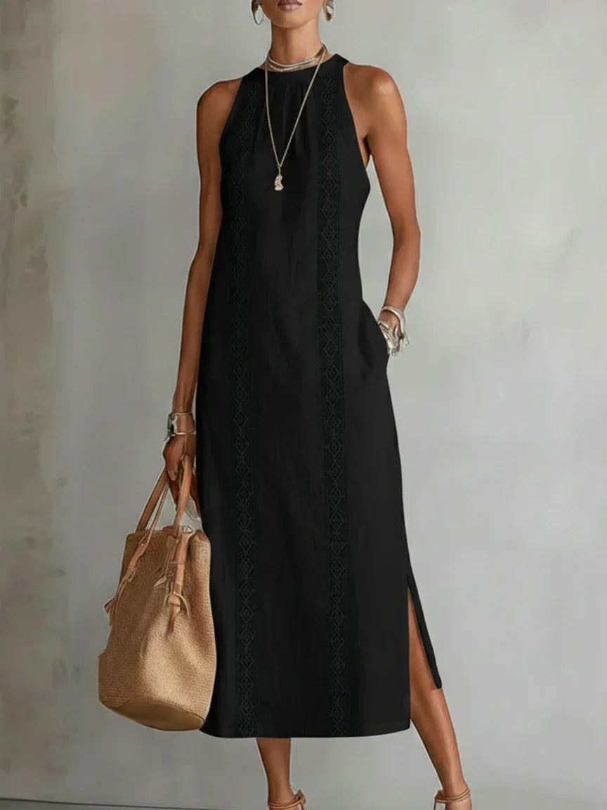 Léonie | Robe Longue en Dentelle – Élégante Robe Maxi à Épaules Dénudées avec Poches