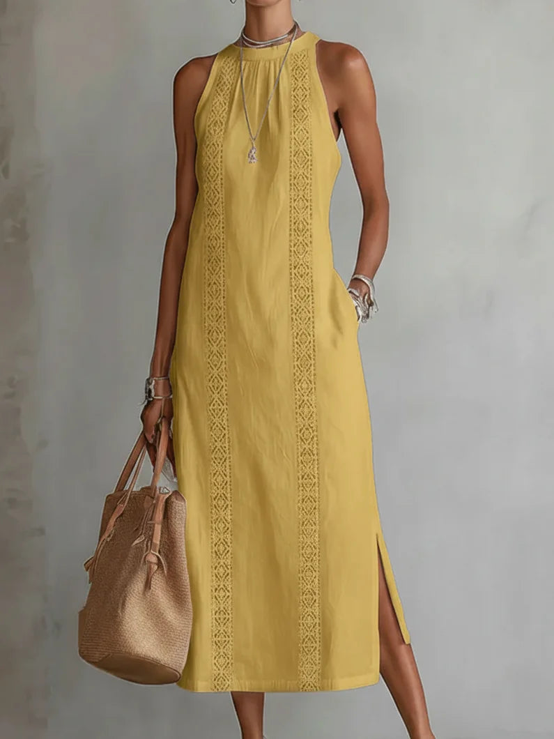 Léonie | Robe Longue en Dentelle – Élégante Robe Maxi à Épaules Dénudées avec Poches