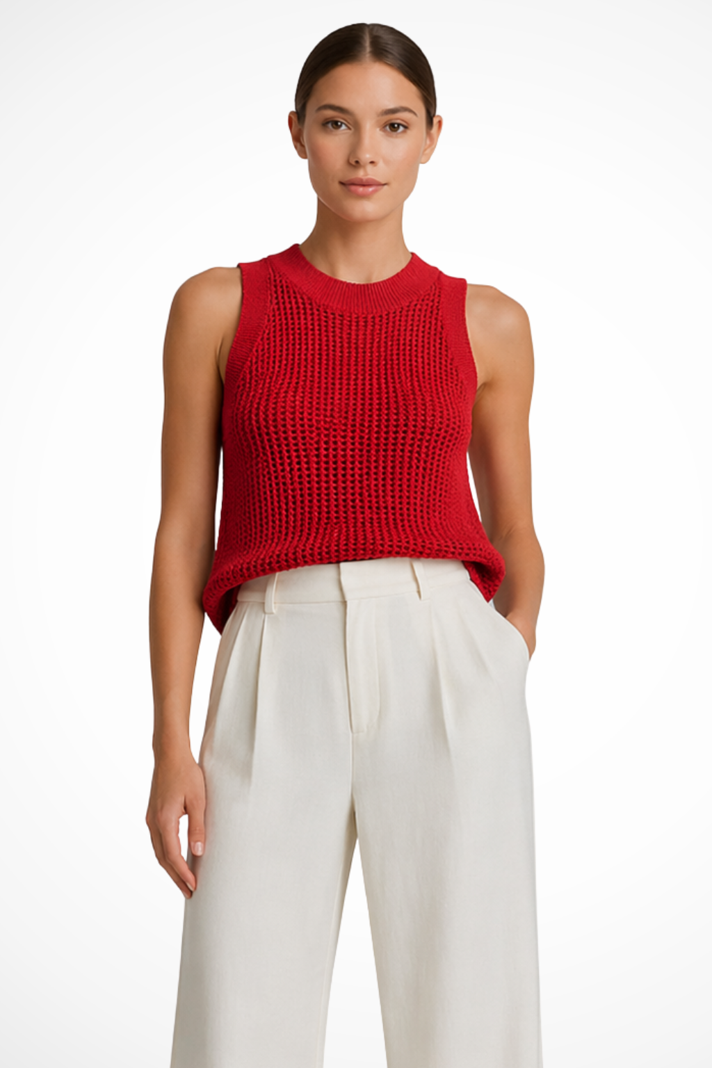 Lillian | Top court sans manches au crochet – Top en maille léger et polyvalent pour les journées chaudes