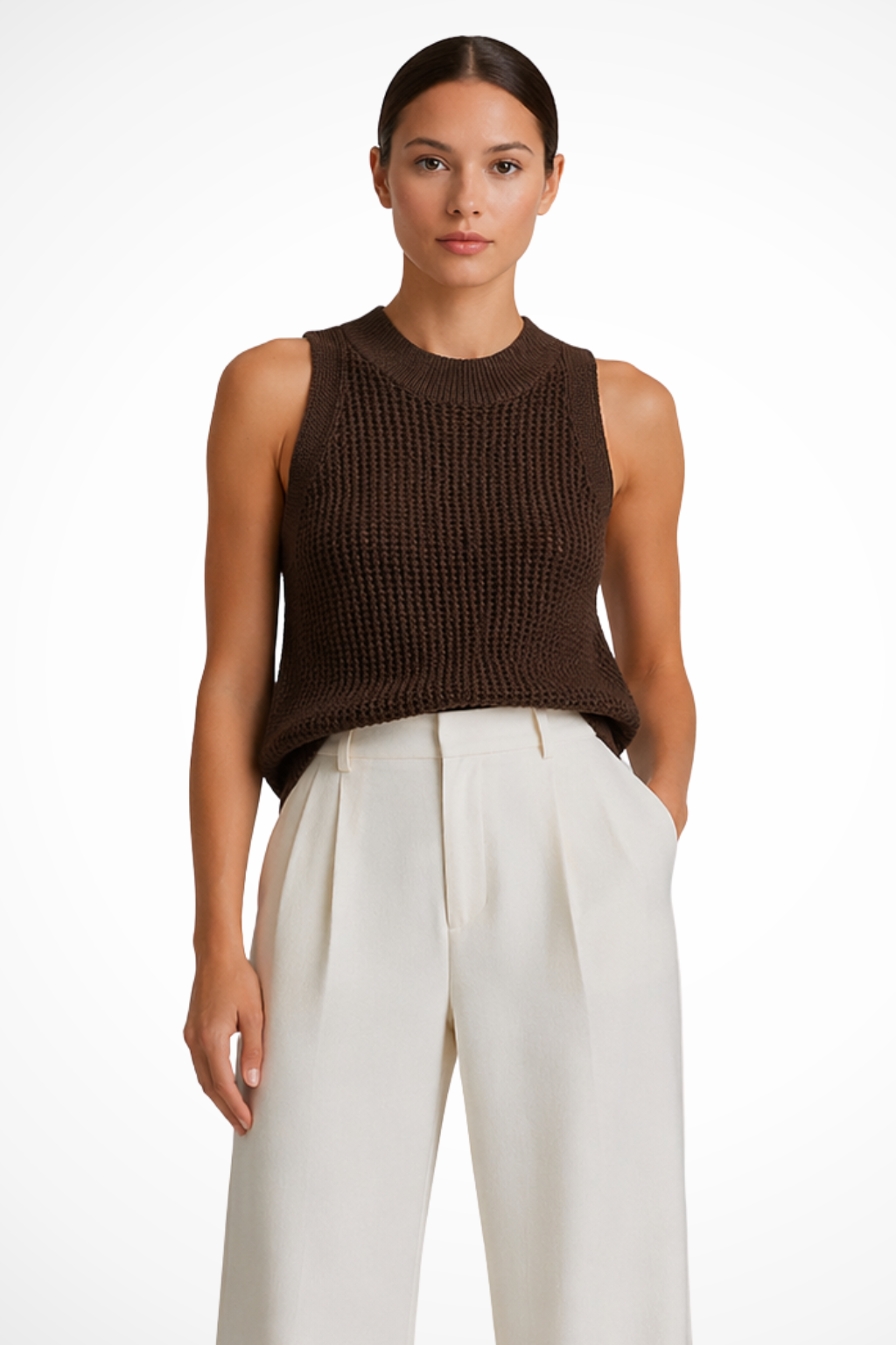 Lillian | Top court sans manches au crochet – Top en maille léger et polyvalent pour les journées chaudes
